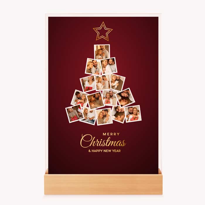 Colaj Personalizat în Formă de Brad de Crăciun - Cadou de Sărbători cu Poze de Familie