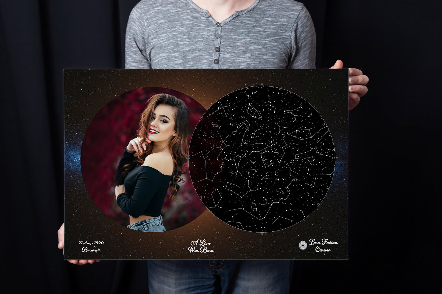 Tablou Personalizat - Harta Stelelor + Melodie - Eclipse - TabloPrint - Tablouri/Cadouri Personalizate