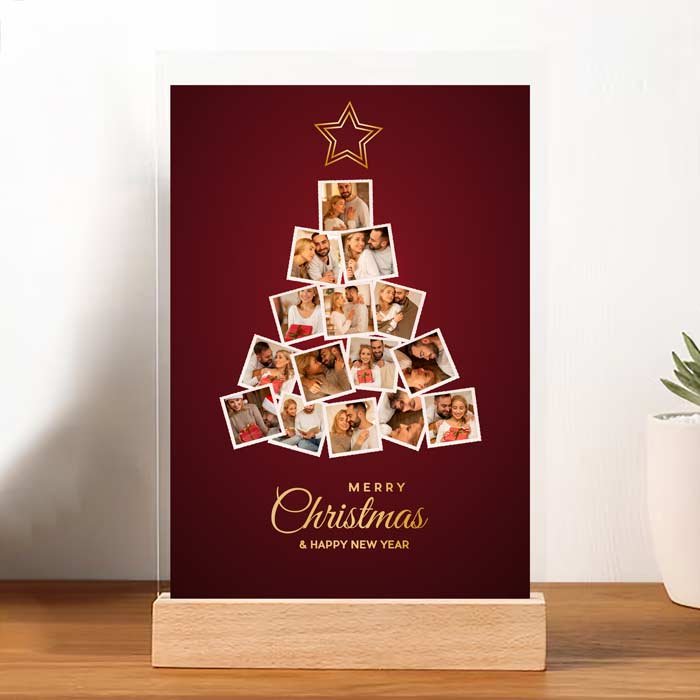 Colaj Personalizat în Formă de Brad de Crăciun - Cadou de Sărbători cu Poze de Familie - TabloPrint