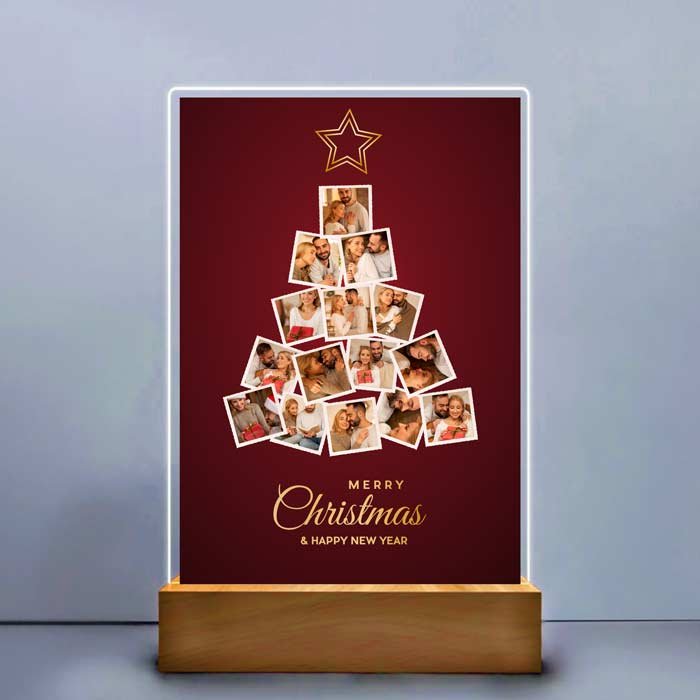 Colaj Personalizat în Formă de Brad de Crăciun - Cadou de Sărbători cu Poze de Familie - TabloPrint