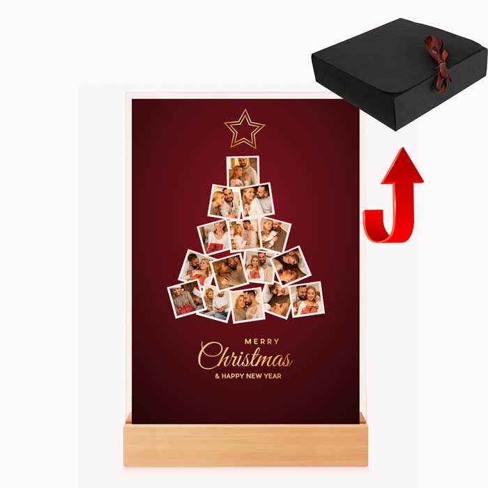 Colaj Personalizat în Formă de Brad de Crăciun - Cadou de Sărbători cu Poze de Familie - TabloPrint