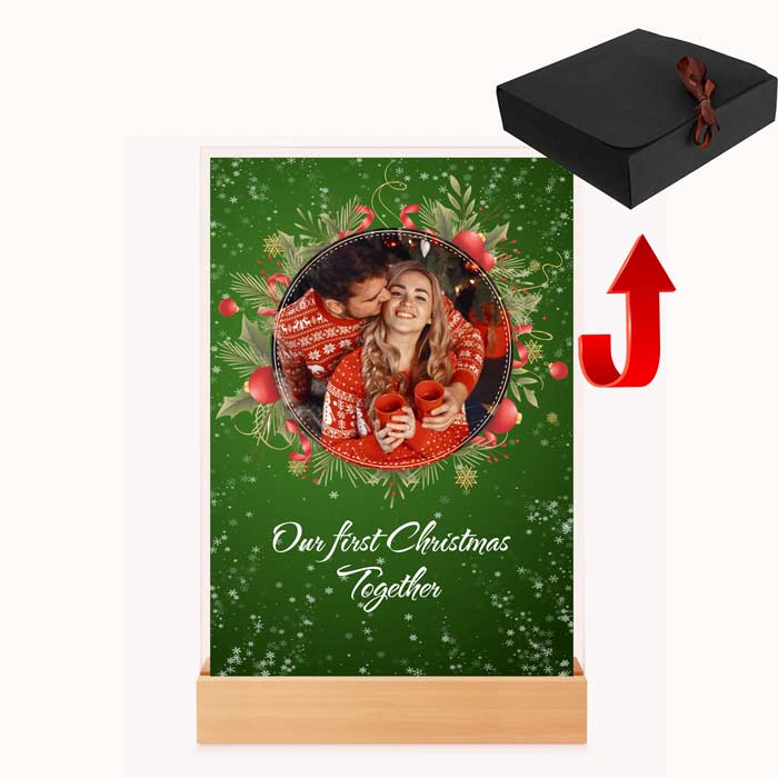 Plachetă foto personalizabilă Crăciun – Primul nostru Crăciun împreună – Cadou unic pentru cupluri