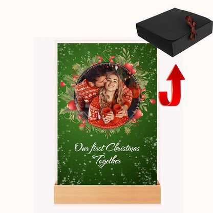 Plachetă foto personalizabilă Crăciun – Primul nostru Crăciun împreună – Cadou unic pentru cupluri