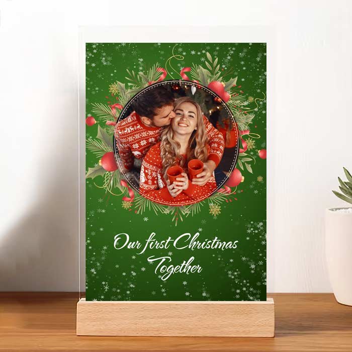 Plachetă foto personalizabilă Crăciun – Primul nostru Crăciun împreună – Cadou unic pentru cupluri - TabloPrint