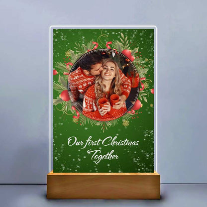 Plachetă foto personalizabilă Crăciun – Primul nostru Crăciun împreună – Cadou unic pentru cupluri