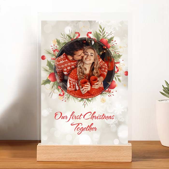 Plachetă foto personalizată Crăciun – Primul nostru Crăciun împreună – Cadou personalizat pentru cupluri - TabloPrint