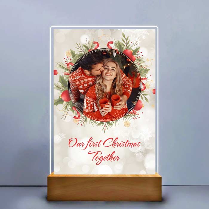 Plachetă foto personalizată Crăciun – Primul nostru Crăciun împreună – Cadou personalizat pentru cupluri - TabloPrint