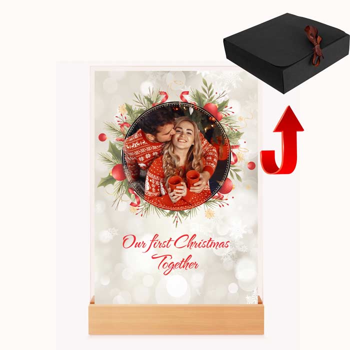 Plachetă foto personalizată Crăciun – Primul nostru Crăciun împreună – Cadou personalizat pentru cupluri - TabloPrint