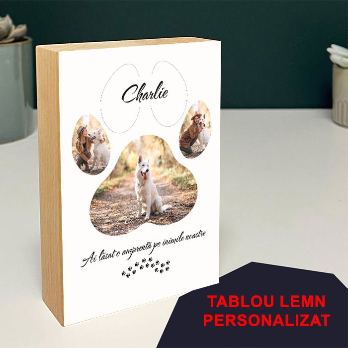 Tablou Lemn Câine Personalizat cu poze si mesaj - TabloPrint