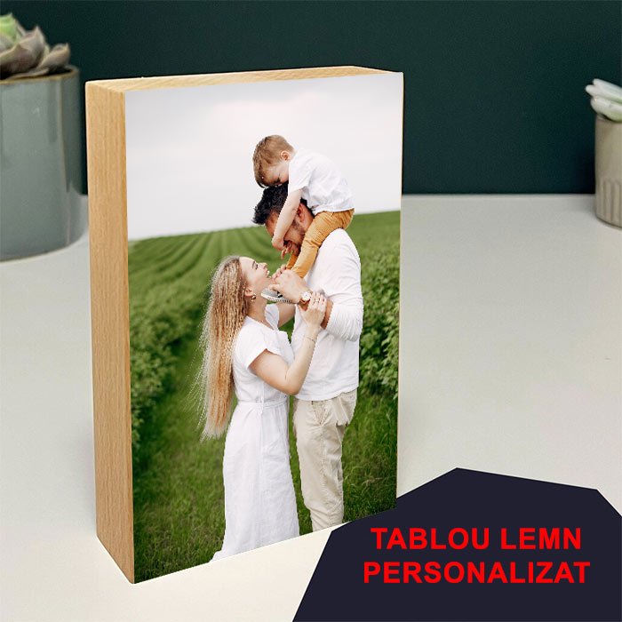 Tablou Lemn Personalizat cu Poza - Cadou Familie, Nasi, Parinti - TabloPrint