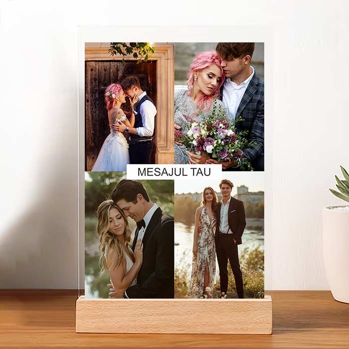 Tablou Personalizat cu 4 Poze și Mesaj | Cadou Ideal pentru Cupluri și Prieteni Speciali - TabloPrint