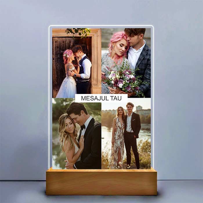 Tablou Personalizat cu 4 Poze și Mesaj | Cadou Ideal pentru Cupluri și Prieteni Speciali - TabloPrint