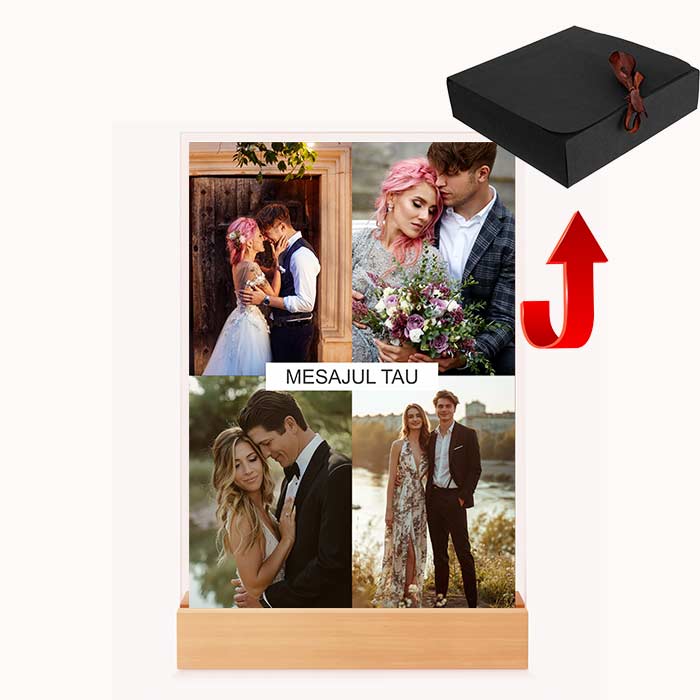 Tablou Personalizat cu 4 Poze și Mesaj | Cadou Ideal pentru Cupluri și Prieteni Speciali - TabloPrint