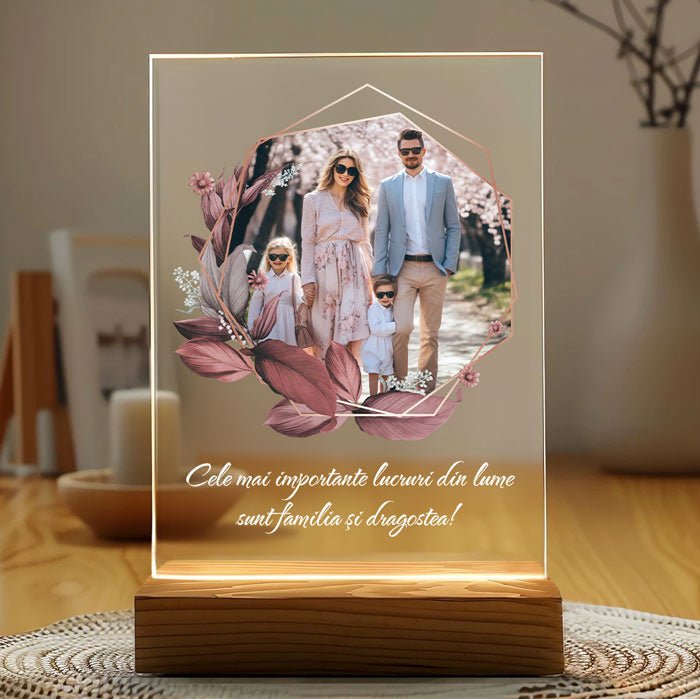 Tablou Sticla Personalizat cu Poza si Mesaj - Model 2 - TabloPrint