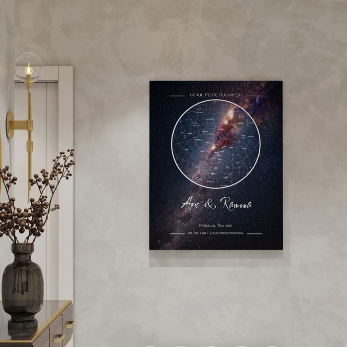 Creati o harta personalizata a stelelor- care se leaga de o amintire puternica oferind un cadou cu totul impresionant, ofera un Tablou Harta Stelelor Personalizat Magic Sky