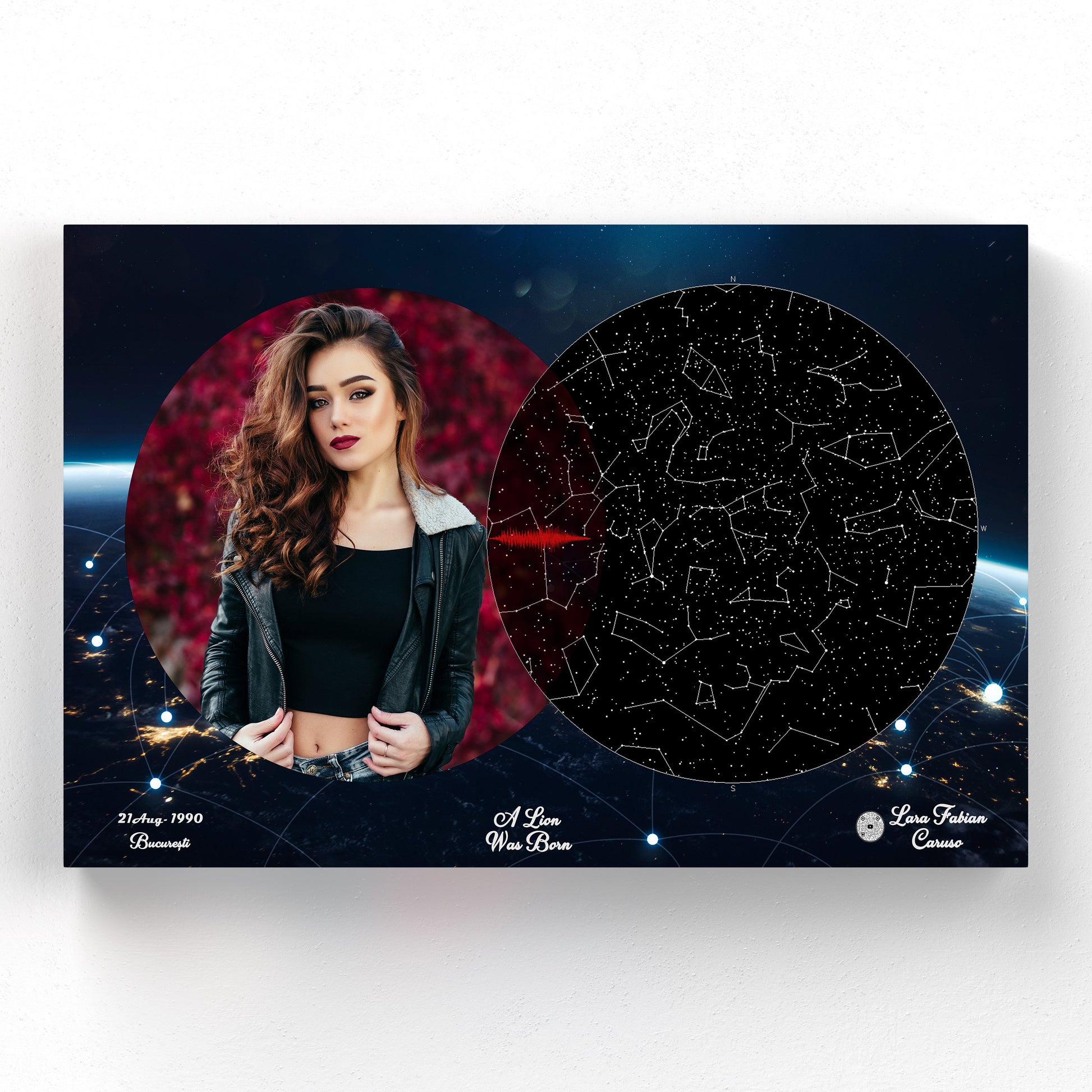 Tablou Personalizat - Harta Stelelor + Melodie - Earth - TabloPrint - Tablouri/Cadouri Personalizate 