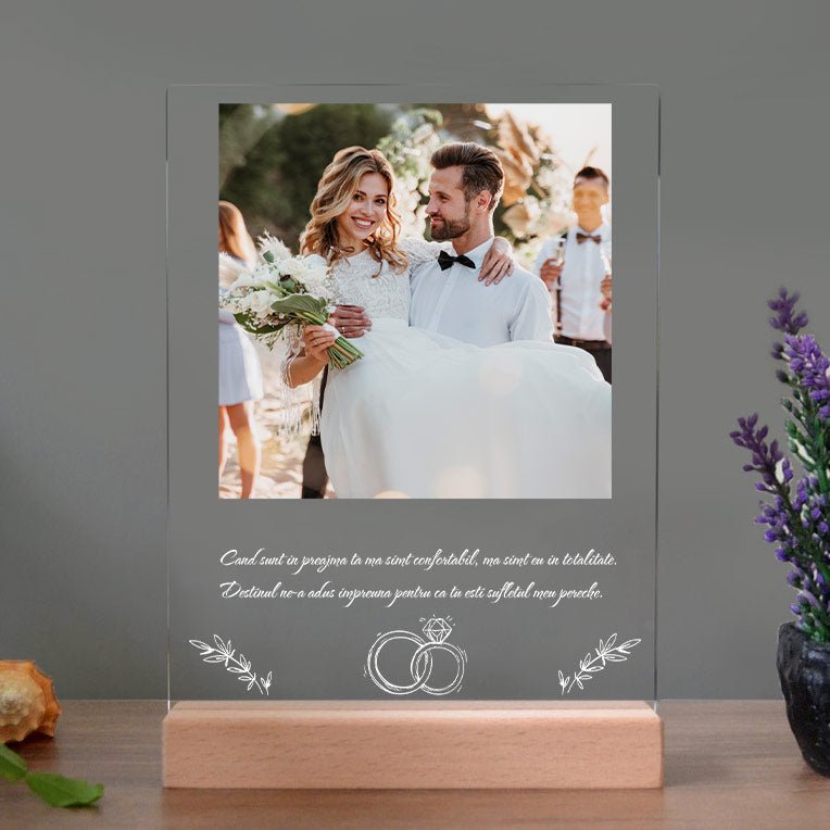 Tablou Nunta Personalizat cu Poza si Mesaj - Rings - TabloPrint