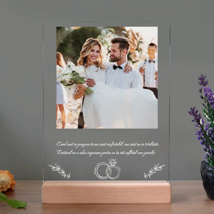 Tablou Nunta Personalizat cu Poza si Mesaj - Rings - TabloPrint