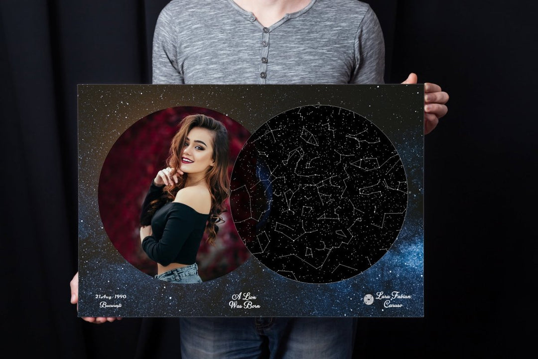 Tablou Personalizat - Harta Stelelor + Melodie - Space - TabloPrint