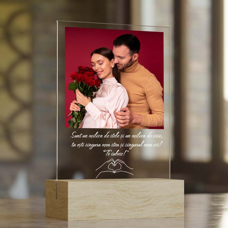 Tablou Personalizat Poza si Mesaj - Placheta Hands Love - TabloPrint