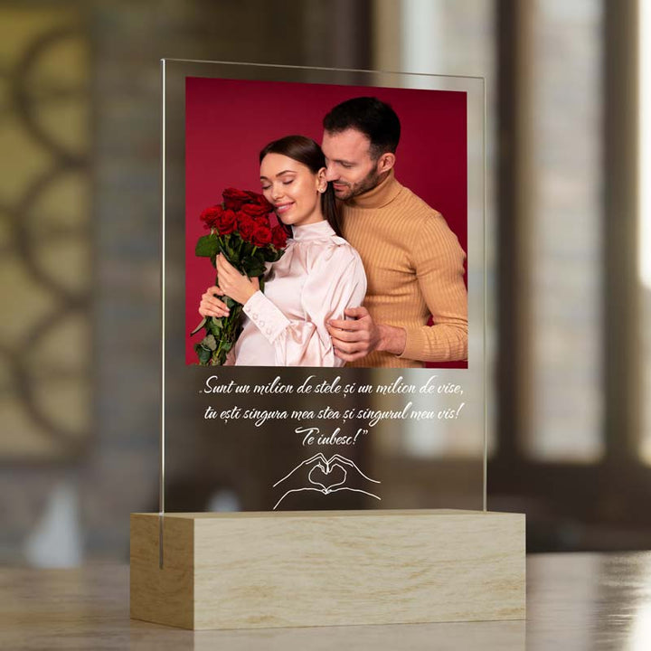 Tablou Personalizat Poza si Mesaj - Placheta Hands Love - TabloPrint