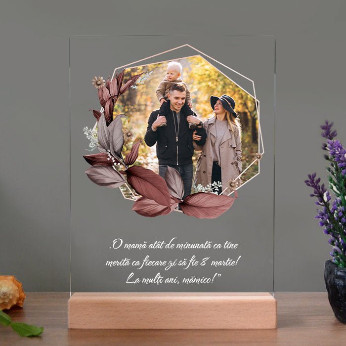 Tablou Sticla Personalizat cu Poza si Mesaj - Model 2 - TabloPrint